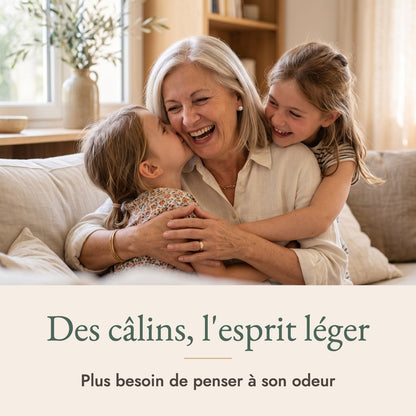 Des câlins pleins de joie : une grand-mère et ses petites-filles